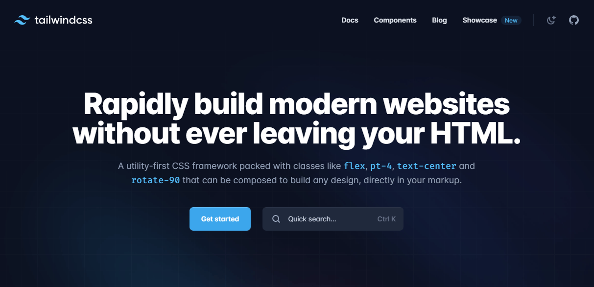 Screenshot website Tailwind CSS
